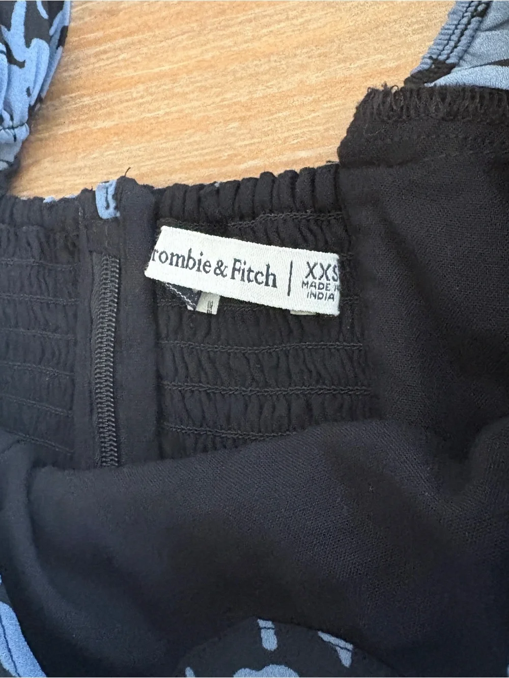 Abercrombie & Fitch Black Floral Smocked Puff Sleeve Top